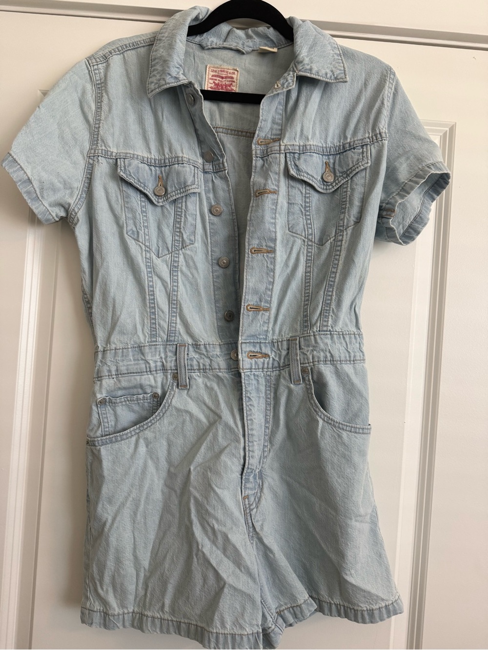 Levi's Light Wash Short-Sleeve Denim Romper